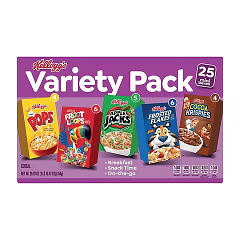 Kellogg's Mini Cereal Box Variety Pack 25ct